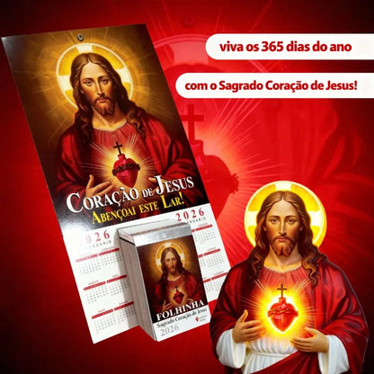 Calendário - Folhinha Sagrado Coração De Jesus 2026 Com Bloco Diário de Oração e Reflexões
